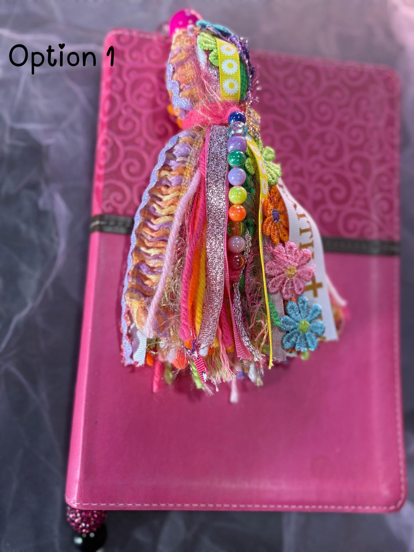 Handmade Bible Tassel Bookmark | Christian Ribbon Bookmark | Faith Journal Bookmark | Colorful Scripture Gift