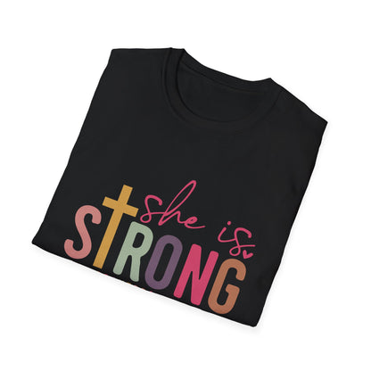 She Is Strong Shirt – Proverbs 31:25 Christian Tee for Women