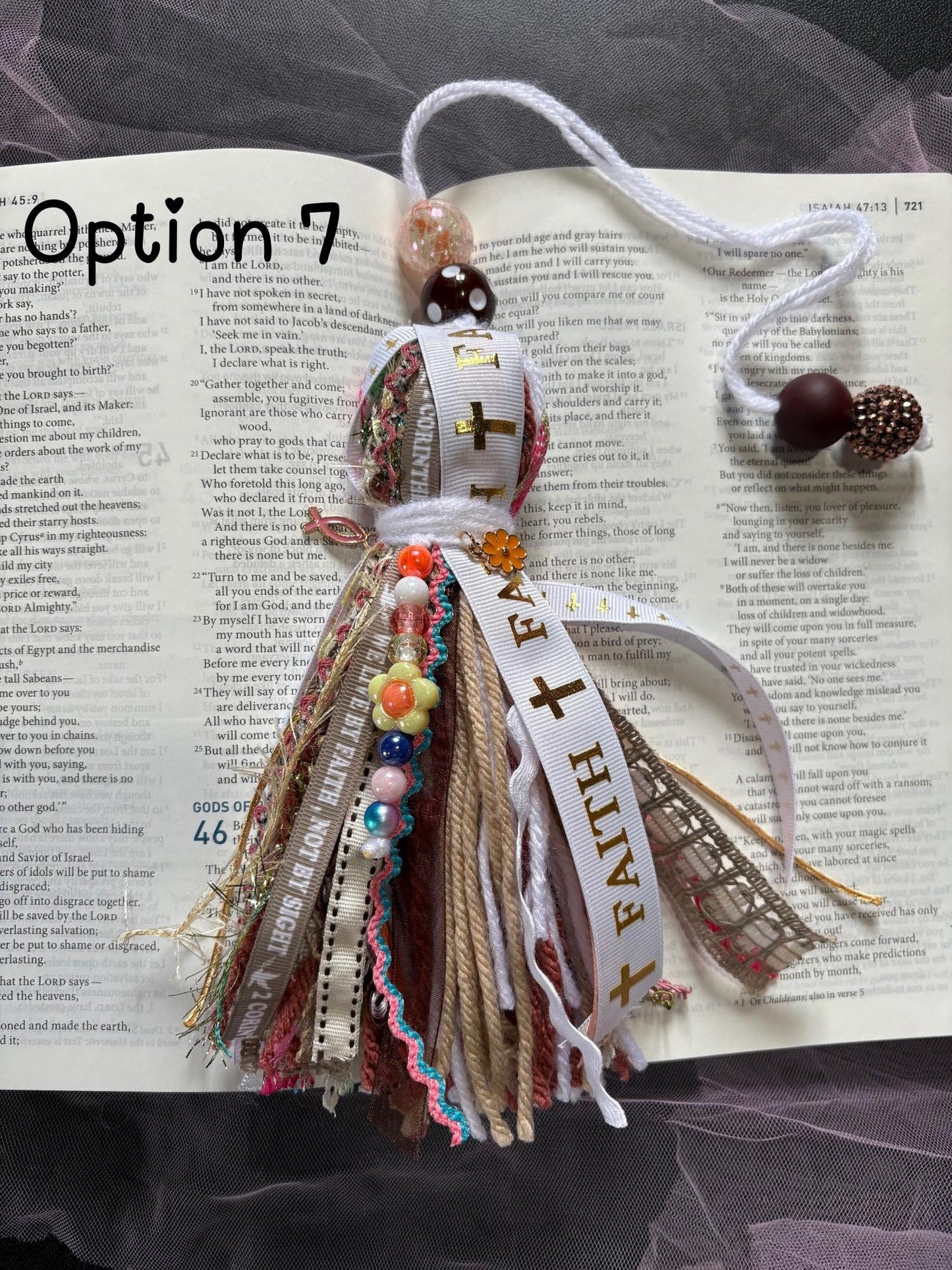 Handmade Bible Tassel Bookmark | Christian Ribbon Bookmark | Faith Journal Bookmark | Colorful Scripture Gift