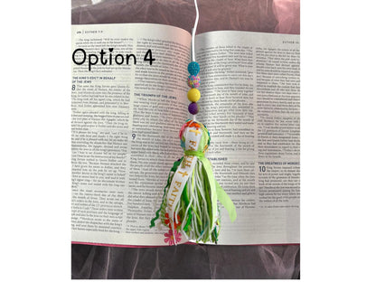 Handmade Bible Tassel Bookmark | Christian Ribbon Bookmark | Faith Journal Bookmark | Colorful Scripture Gift