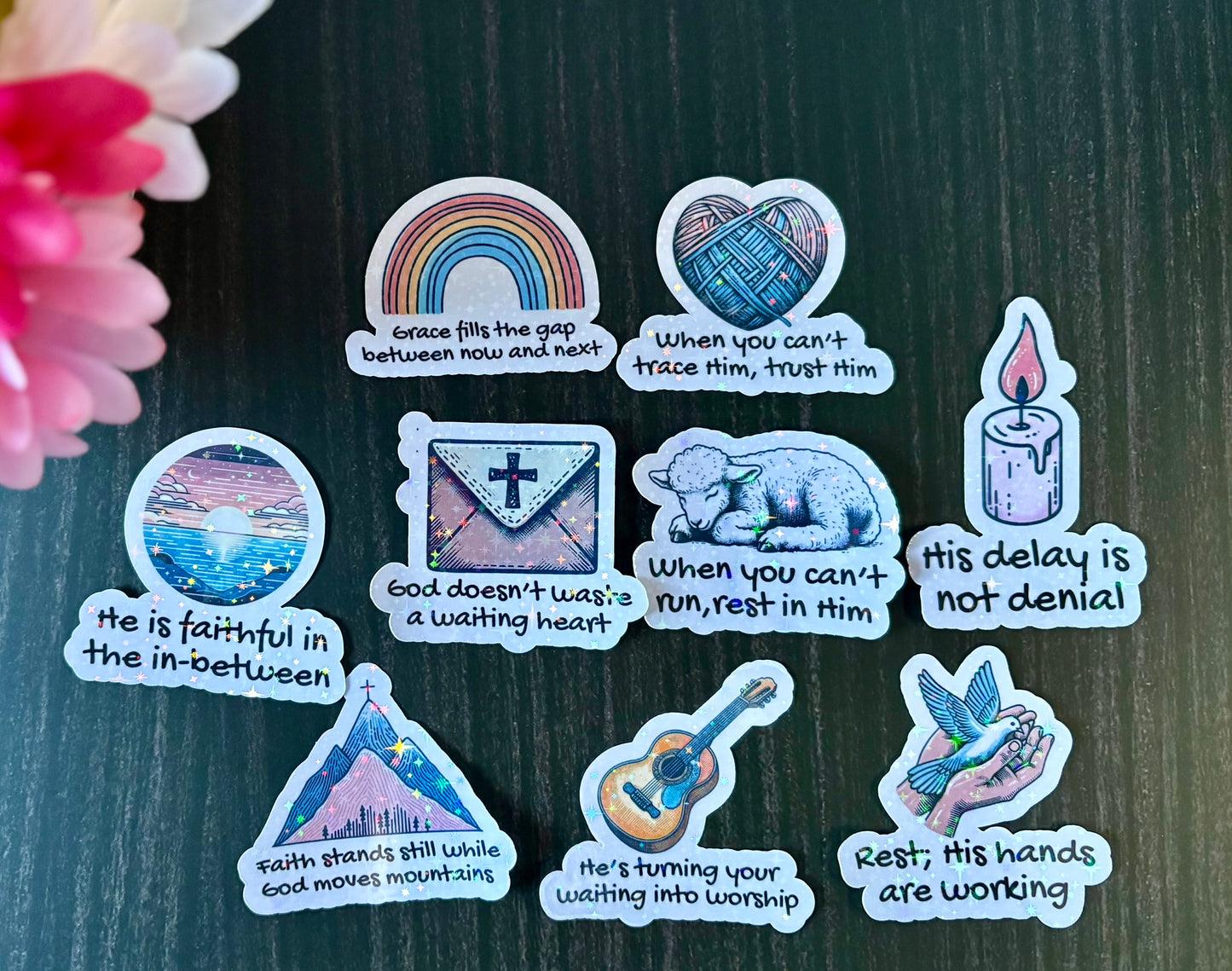Trust God's Timing Sticker Pack | Christian Faith Stickers | Inspirational Waterproof Stickers