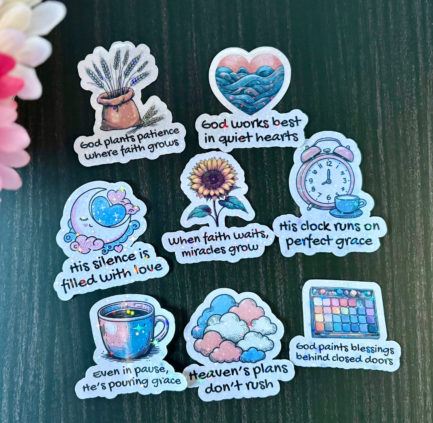 Trust God's Timing Sticker Pack | Christian Faith Stickers | Inspirational Waterproof Stickers