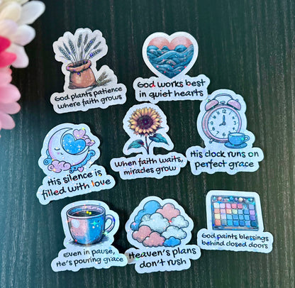 Trust God's Timing Sticker Pack | Christian Faith Stickers | Inspirational Waterproof Stickers