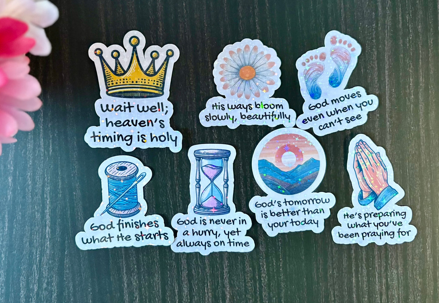 Trust God's Timing Sticker Pack | Christian Faith Stickers | Inspirational Waterproof Stickers