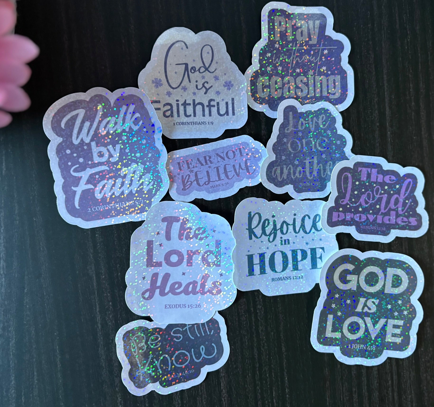 Minimal Bible verse sticker pack with Christian scripture quotes and neutral aesthetic designs for journals and laptops