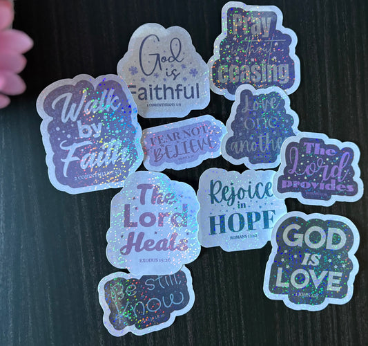 Minimal Bible verse sticker pack with Christian scripture quotes and neutral aesthetic designs for journals and laptops