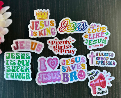 Trendy Christian Sticker Pack | Colorful Jesus Stickers | Faith Aesthetic Stickers | Waterproof Bible Stickers for Teens