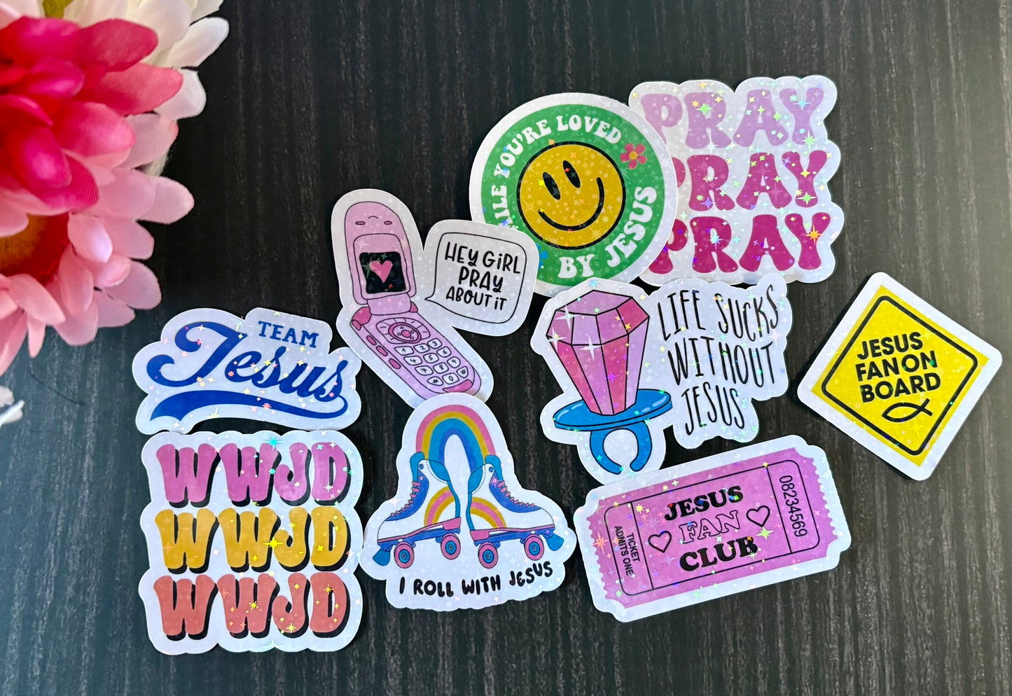 Trendy Christian Sticker Pack | Colorful Jesus Stickers | Faith Aesthetic Stickers | Waterproof Bible Stickers for Teens