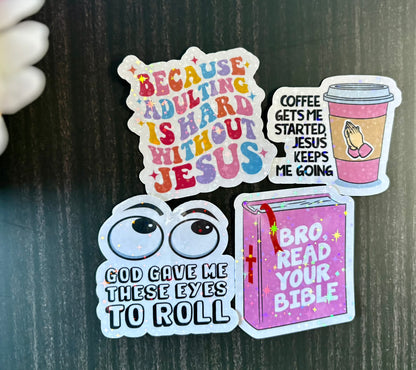 Funny Christian Sticker Pack | Sarcastic Bible Stickers | Jesus Humor Stickers | Waterproof Faith Stickers
