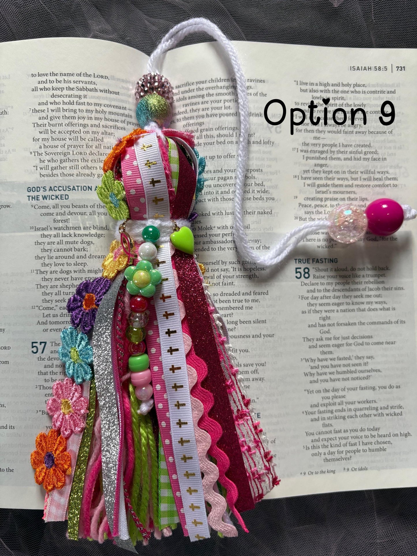 Handmade Bible Tassel Bookmark | Christian Ribbon Bookmark | Faith Journal Bookmark | Colorful Scripture Gift