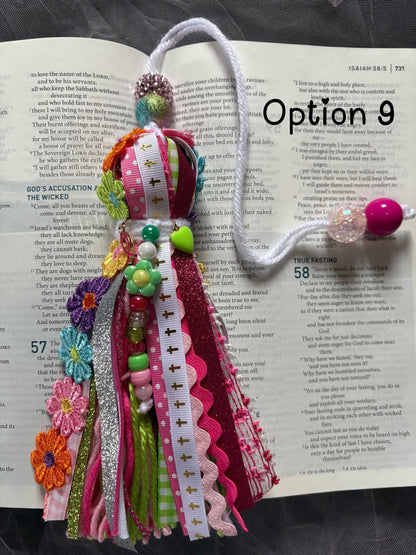 Handmade Bible Tassel Bookmark | Christian Ribbon Bookmark | Faith Journal Bookmark | Colorful Scripture Gift